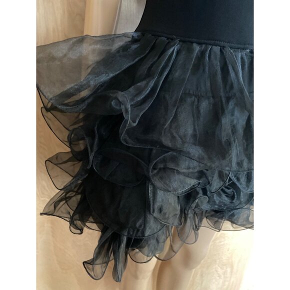 Vintage Retro Cache Black Cocktail Dress Prom Homecoming Ruffle Skirt Sz 4 - Picture 9 of 13